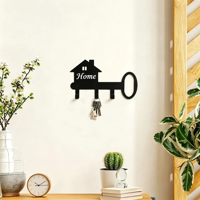 Alt view image 5 of 7 - Wall Mounted Metal Key Holder with 3 Hooks Key Hanger for Home Office Hallway