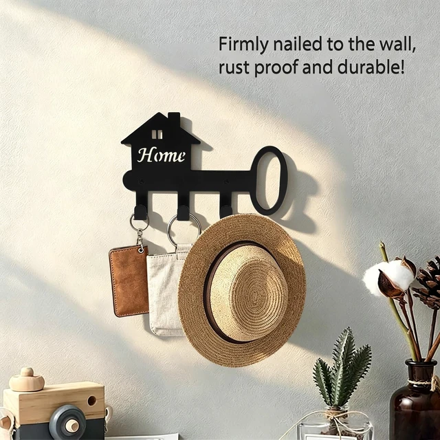 Alt view image 7 of 7 - Wall Mounted Metal Key Holder with 3 Hooks Key Hanger for Home Office Hallway