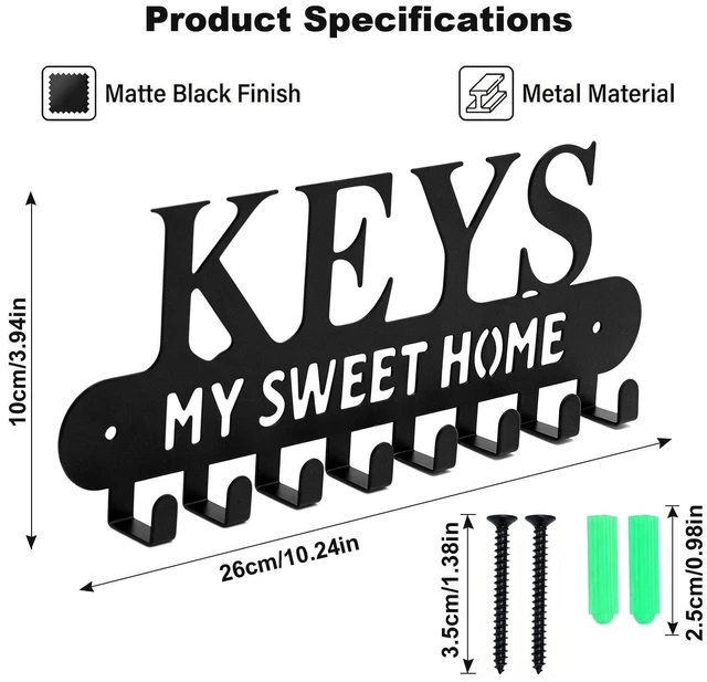 Alt view image 7 of 7 - Wall Mounted Metal Key Holder with 8 Hooks Key Hanger for Home Office Hallway