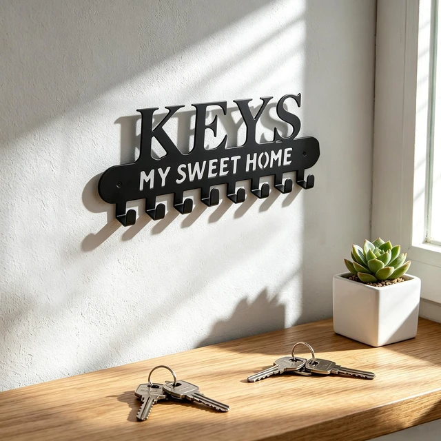 Alt view image 4 of 7 - Wall Mounted Metal Key Holder with 8 Hooks Key Hanger for Home Office Hallway