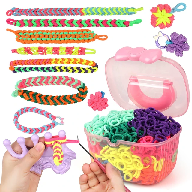 Alt view image 2 of 7 - 1200 Elastic Cloth Loom Bands Kit- Colorful Bracelet Making Craft Gift for Child