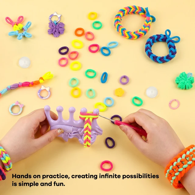 Alt view image 7 of 7 - 1200 Elastic Cloth Loom Bands Kit- Colorful Bracelet Making Craft Gift for Child