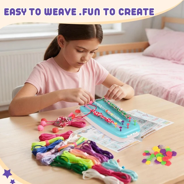 Alt view image 4 of 7 - Friendship Bracelet Weaving Tool - DIY Bead Loom Kit for Kids Creative Craft