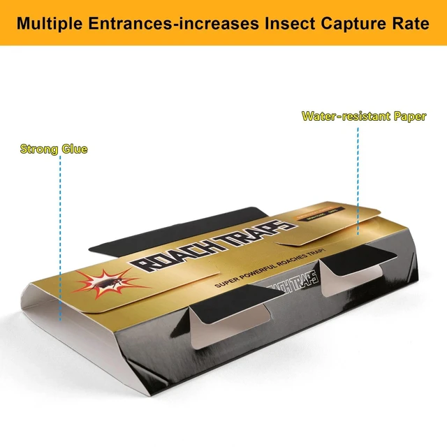 Alt view image 6 of 7 - 5Pcs Pest Roach Glue Trap Cockroach Killer Bait Catchers Indoor Office Motel