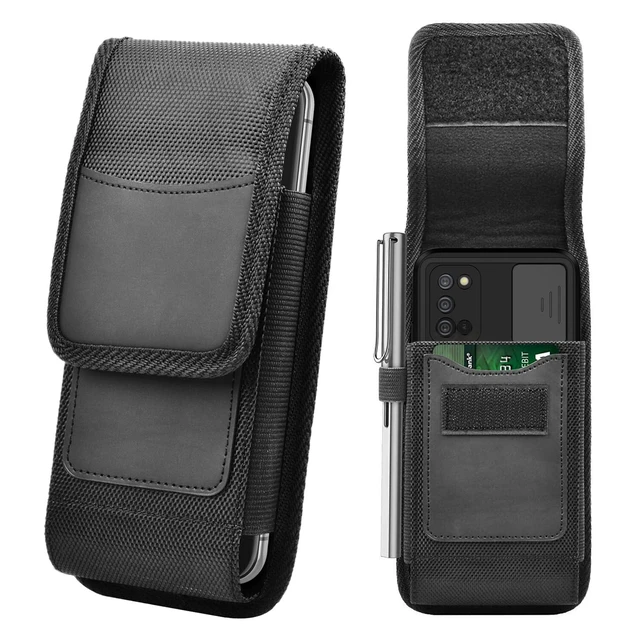 Alt view image 2 of 7 - Leather Pouch Holster Cell Phone Case with Belt Clip and Card Holder, Black