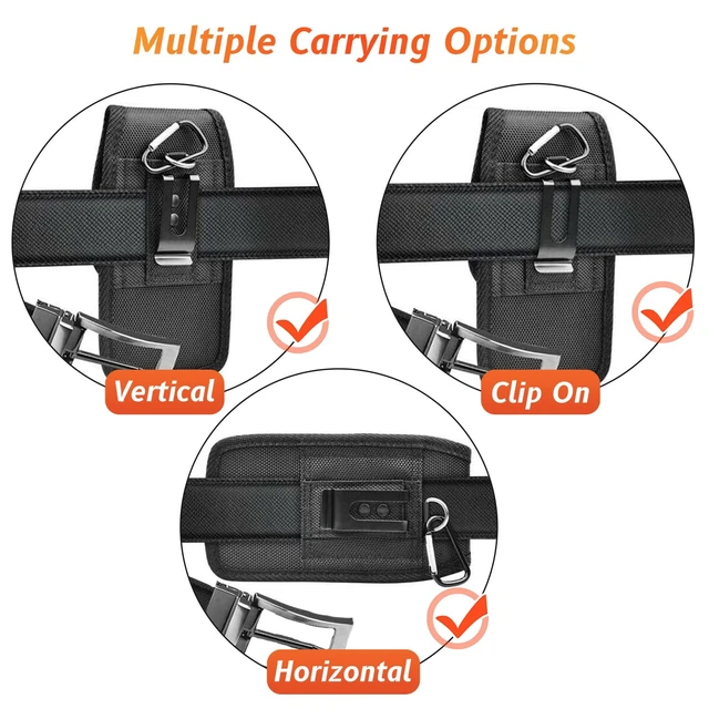 Alt view image 4 of 7 - Leather Pouch Holster Cell Phone Case with Belt Clip and Card Holder, Black