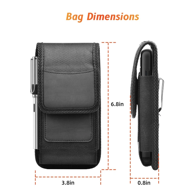 Alt view image 5 of 7 - Leather Pouch Holster Cell Phone Case with Belt Clip and Card Holder, Black