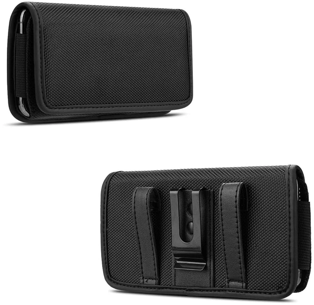 Main image of Cell Phone Holster Case with Belt Clip and Card Holder Leather Pouch for Men, Horizontal