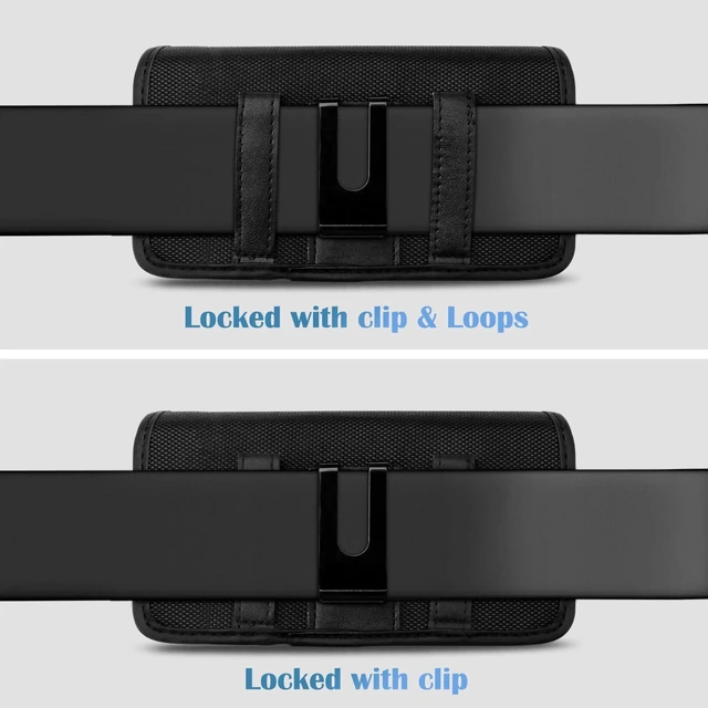 Alt view image 4 of 7 - Cell Phone Holster Case with Belt Clip and Card Holder Leather Pouch for Men, Horizontal
