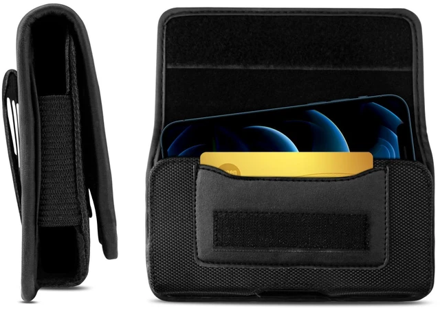Alt view image 2 of 7 - Cell Phone Holster Case with Belt Clip and Card Holder Leather Pouch for Men, Horizontal