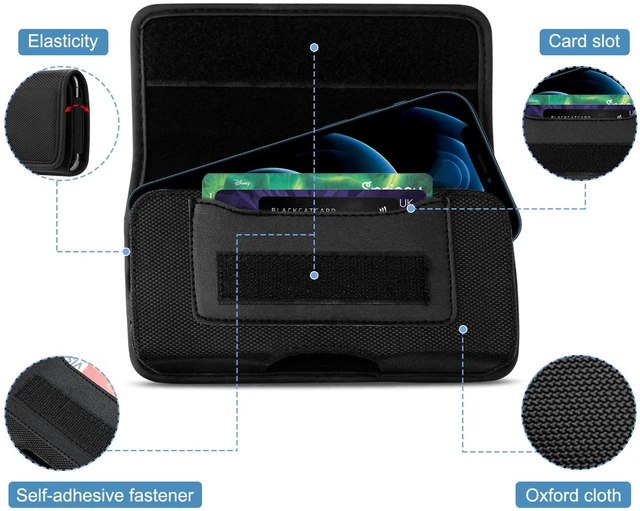Alt view image 3 of 7 - Cell Phone Holster Case with Belt Clip and Card Holder Leather Pouch for Men, Horizontal
