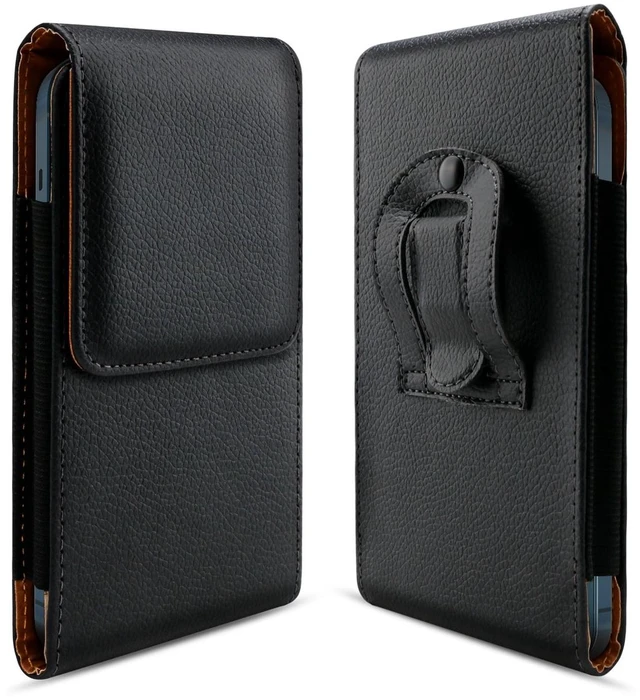 Main image of Cell Phone Holster Holder Case with Belt Loop Leather Pouch for Men, Black