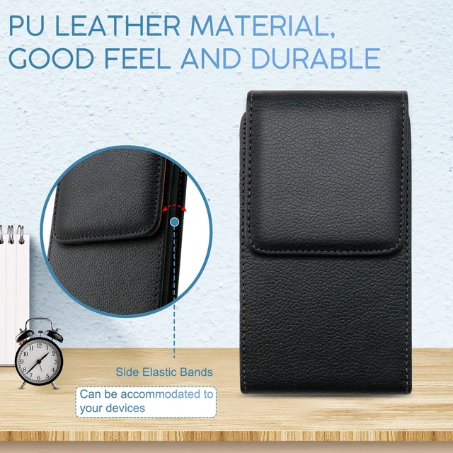Alt view image 3 of 7 - Cell Phone Holster Holder Case with Belt Loop Leather Pouch for Men, Black