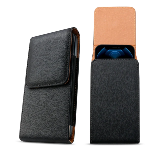 Alt view image 2 of 7 - Cell Phone Holster Holder Case with Belt Loop Leather Pouch for Men, Black