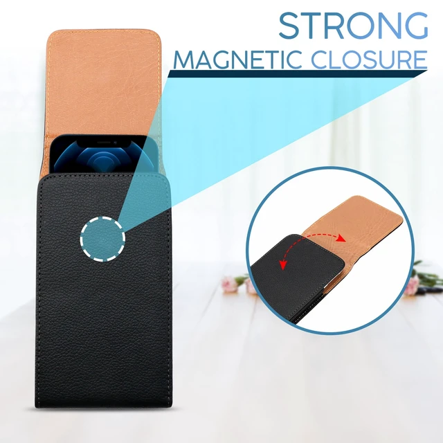 Alt view image 6 of 7 - Cell Phone Holster Holder Case with Belt Loop Leather Pouch for Men, Black