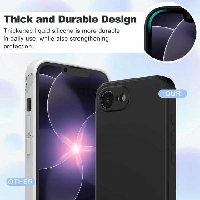 Alt view image 4 of 7 - For iPhone 17e 2026 Silicone Case, Fine Hole Design for Ultimate Protection & Style, Black