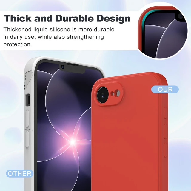 Alt view image 4 of 7 - For iPhone 17e 2026 Silicone Case, Fine Hole Design for Ultimate Protection & Style, Red