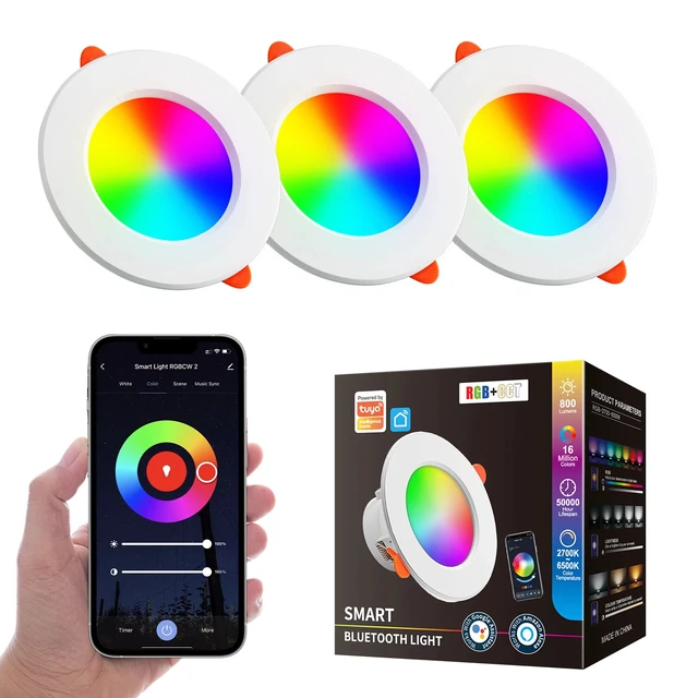 Alt view image 3 of 7 - Smart Recessed Lighting 4 Inch Color Changing 12W LED Downlight Ceiling Light, 2Pcs