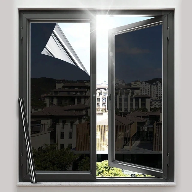 Alt view image 5 of 7 - 12" x 6.6FT One Way Mirror Window Tint Film - UV Heat Reflective Insulation, Blue-Silver