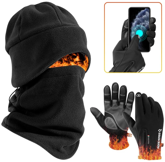 Alt view image 3 of 7 - Warm Cycling Scarf Hat & Touchscreen Ski Gloves Set for Outdoor Winter Sports