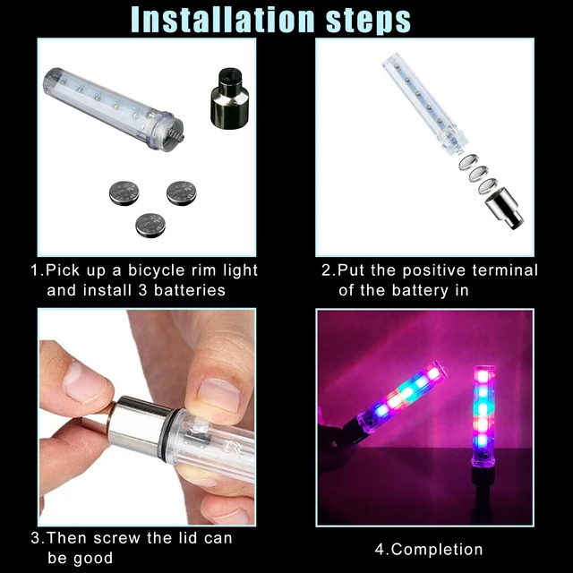 Alt view image 7 of 7 - 2Pcs Valve Stem LED CAP for Bike Bicycle Car Motorcycle Wheel Tire Light lamp