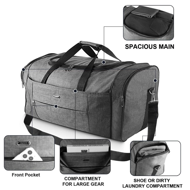 Alt view image 7 of 7 - Military Canvas Duffle Bag-Heavy - Duty Gym & Travel Luggage with Shoulder Strap 70L