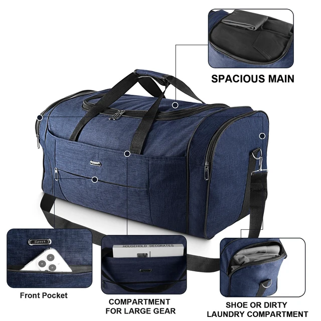 Alt view image 7 of 7 - Military Canvas Duffle Bag-Heavy - Duty Gym & Travel Luggage with Shoulder Strap 70L