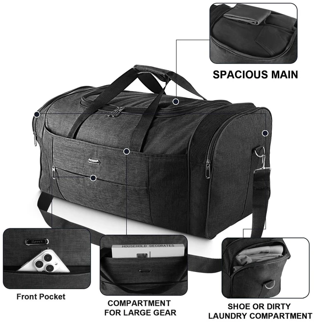 Alt view image 7 of 7 - Military Canvas Duffle Bag-Heavy - Duty Gym & Travel Luggage with Shoulder Strap 70L