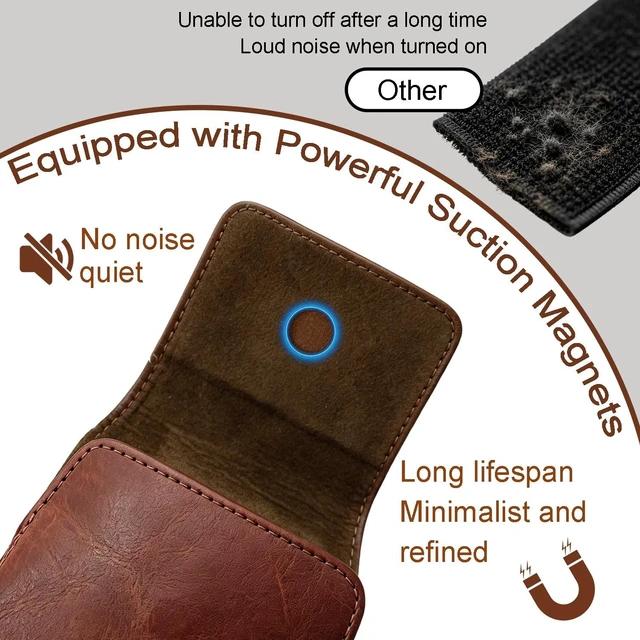 Alt view image 6 of 7 - PU Leather Phone Holster Belt Case - Universal Cell Phone Pouch for Smartphone, Brown