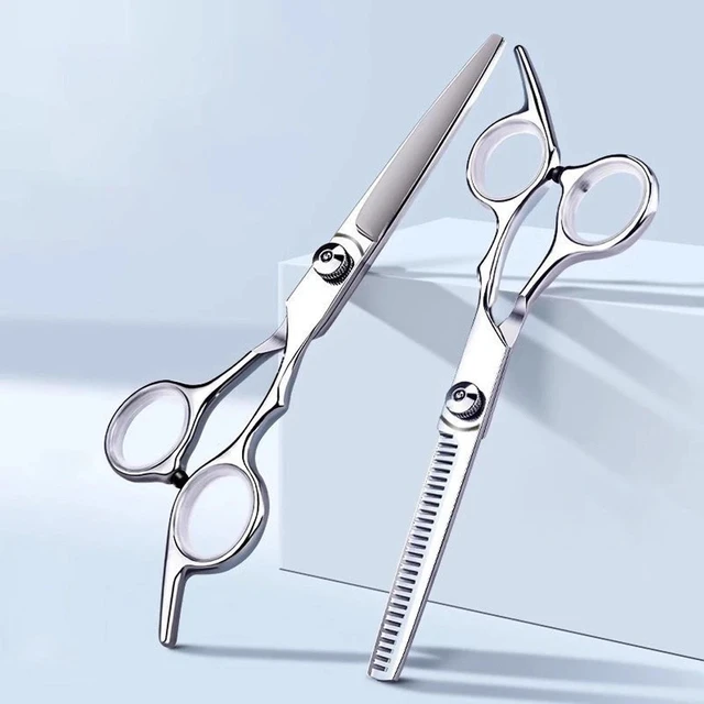 Alt view image 3 of 7 - Pro Barber Scissors Set - 2PCS Hair Cutting & Thinning Shears with Adult Apron