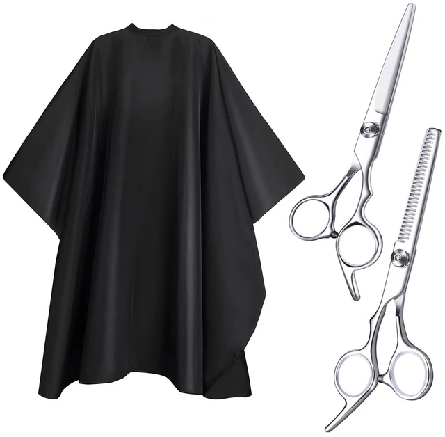Main image of Pro Barber Scissors Set - 2PCS Hair Cutting & Thinning Shears with Adult Apron