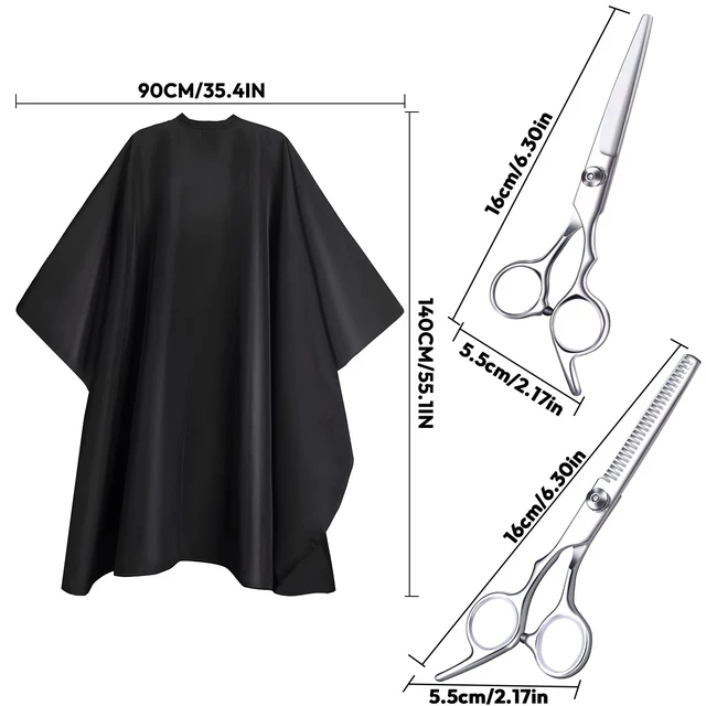 Alt view image 4 of 7 - Pro Barber Scissors Set - 2PCS Hair Cutting & Thinning Shears with Adult Apron
