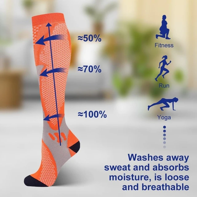Alt view image 3 of 7 - 5 Pairs 30-40 mmHg Compression Socks - Knee High Support for Running & Sports