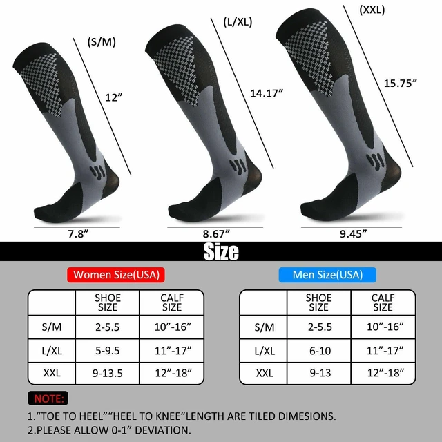 Alt view image 7 of 7 - 5 Pairs 30-40 mmHg Compression Socks - Knee High Support for Running & Sports