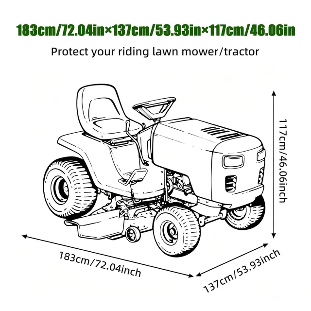 Alt view image 6 of 7 - Heavy Duty Waterproof Riding Mower Lawn Tractor Cover UV Rain Dust Protection