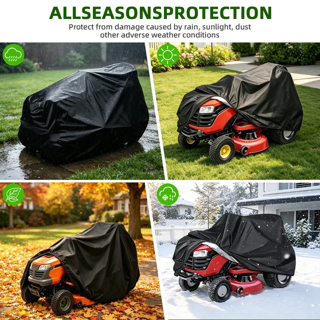 Alt view image 7 of 7 - Heavy Duty Waterproof Riding Mower Lawn Tractor Cover UV Rain Dust Protection
