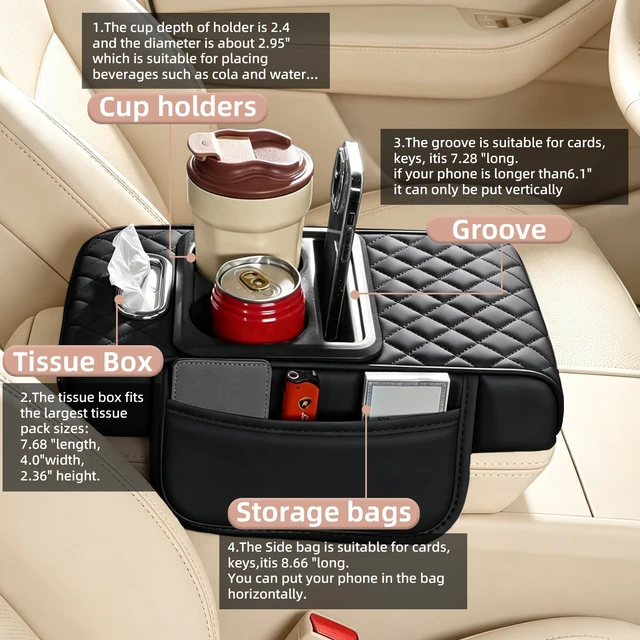 Alt view image 3 of 7 - Car Armrest Cushion Cover Leather Center Console Box Pad Protector Accessories