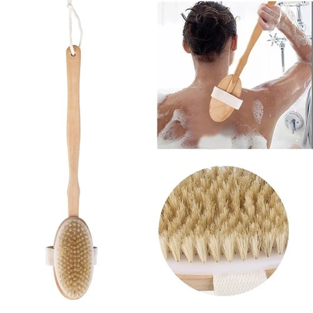 Alt view image 2 of 7 - Wooden Bath Brush with Natural Bristles - Premium Body Scrubber for Dry Skin