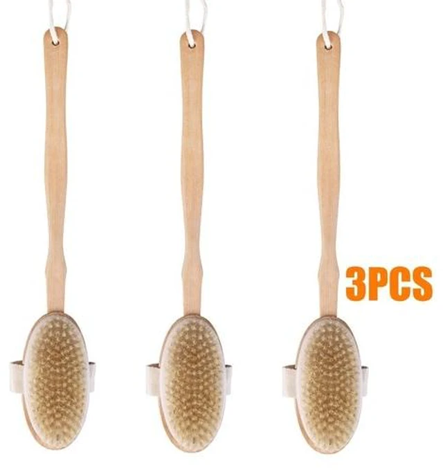 Main image of Wooden Bath Brush with Natural Bristles - Premium Body Scrubber for Dry Skin