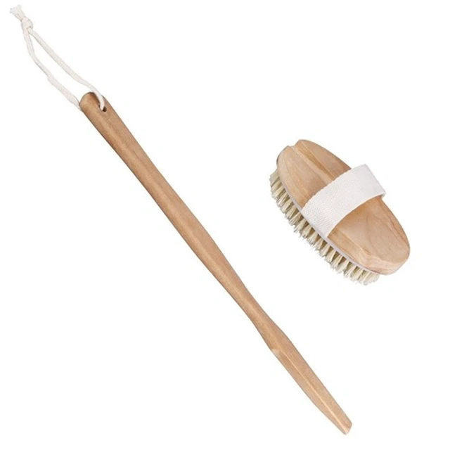 Alt view image 4 of 7 - Wooden Bath Brush with Natural Bristles - Premium Body Scrubber for Dry Skin