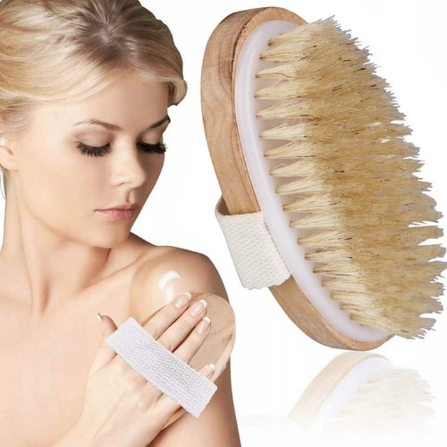 Alt view image 5 of 7 - Wooden Bath Brush with Natural Bristles - Premium Body Scrubber for Dry Skin