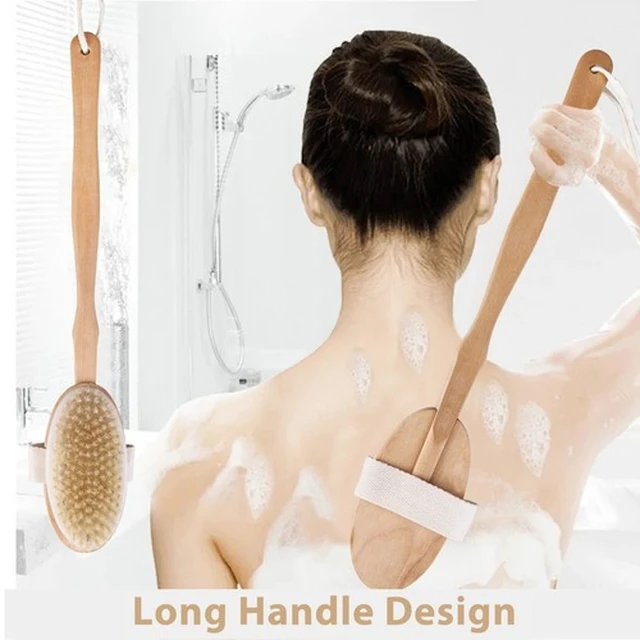 Alt view image 6 of 7 - Wooden Bath Brush with Natural Bristles - Premium Body Scrubber for Dry Skin