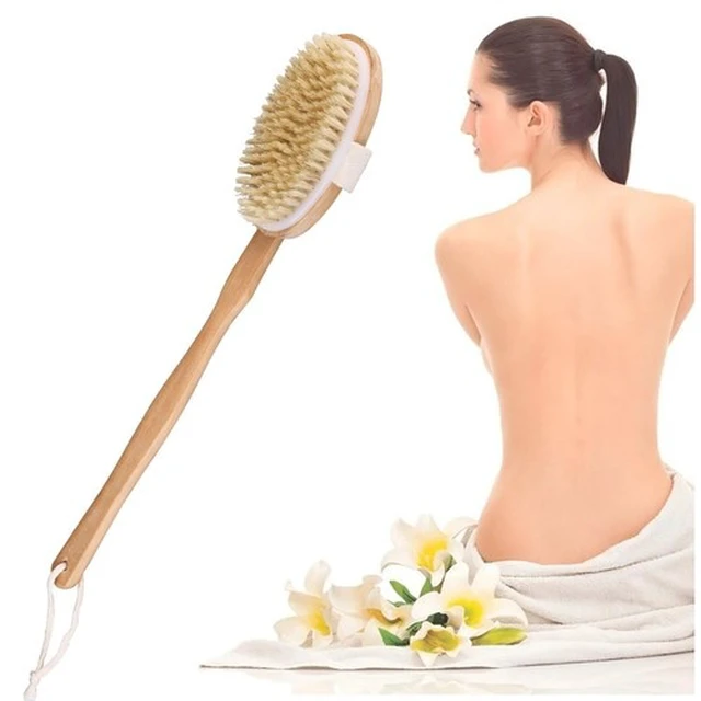 Alt view image 7 of 7 - Wooden Bath Brush with Natural Bristles - Premium Body Scrubber for Dry Skin