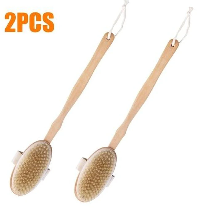 Main image of Wooden Bath Brush with Natural Bristles - Premium Body Scrubber for Dry Skin