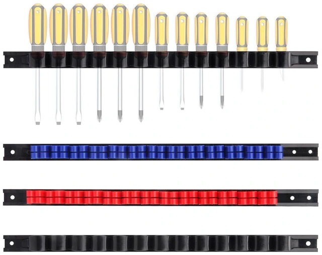 Main image of 4 pcs Screwdriver Organizer and Wrench Organizer, Hand Tool Holder, Plastic Rail Wrench Hanger with Clips