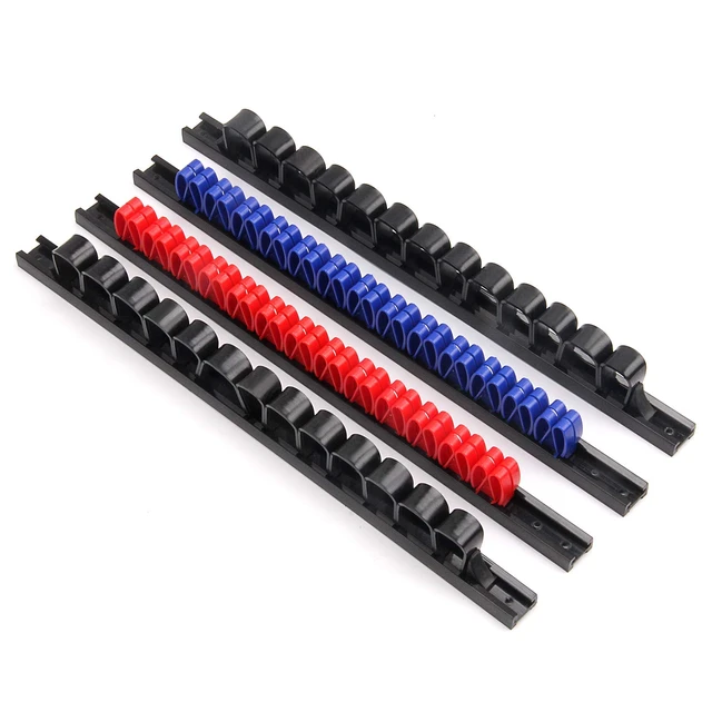 Alt view image 2 of 7 - 4 pcs Screwdriver Organizer and Wrench Organizer, Hand Tool Holder, Plastic Rail Wrench Hanger with Clips