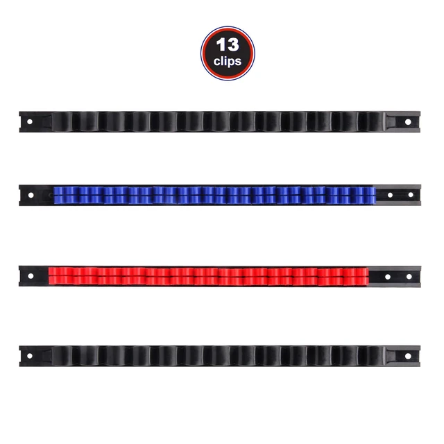 Alt view image 3 of 7 - 4 pcs Screwdriver Organizer and Wrench Organizer, Hand Tool Holder, Plastic Rail Wrench Hanger with Clips