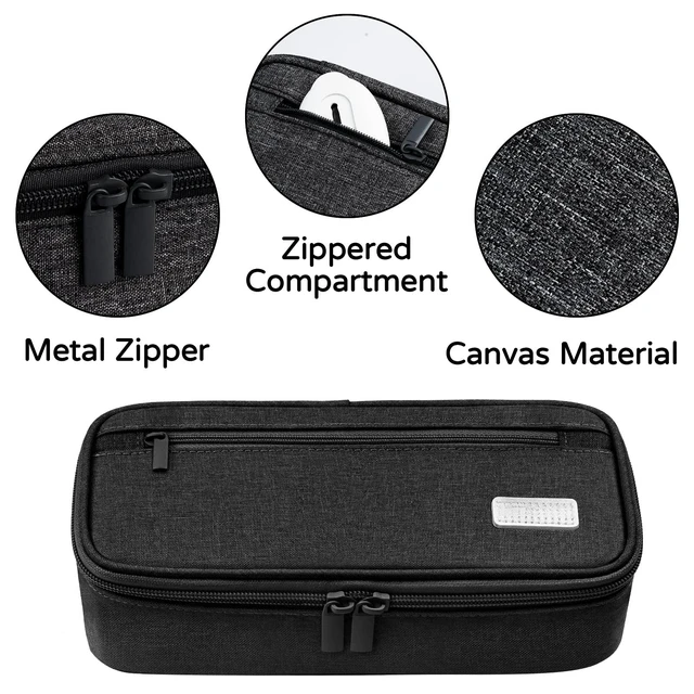 Alt view image 3 of 6 - Back to School Pencil Case - Large Pencil Pouch | Zipper Organizer for College, High School, Cute Waterproof Pencil Bag, Pencil Box for Teachers Black