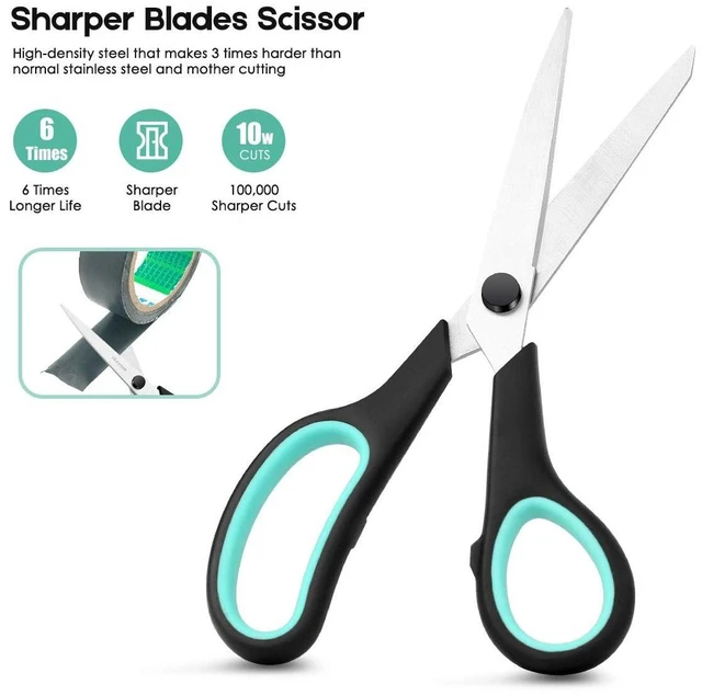 Alt view image 3 of 6 - 8.5" Heavy Duty Scissors All Purpose for Office School Crafts Sewing | 3-Pack, Ultra-Sharp 2.5mm Stainless Blades, Comfort Grip Handles, Left & Right Handed Teacher Desk & Classroom Must-Have