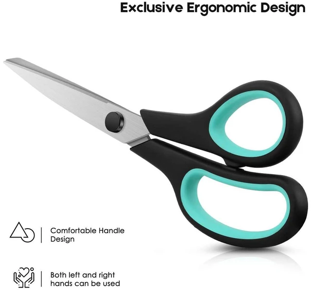 Alt view image 2 of 6 - 8.5" Heavy Duty Scissors All Purpose for Office School Crafts Sewing | 3-Pack, Ultra-Sharp 2.5mm Stainless Blades, Comfort Grip Handles, Left & Right Handed Teacher Desk & Classroom Must-Have